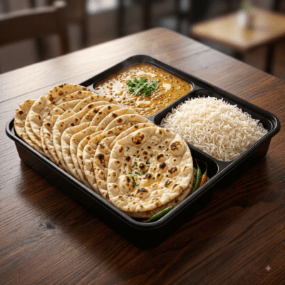 Veg Bento for 10 Pax (Dal, Rice, Naan) Ads on Naan